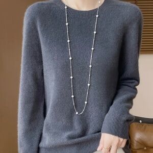 Grey 100% wool crew neck sweater, medium, $35.